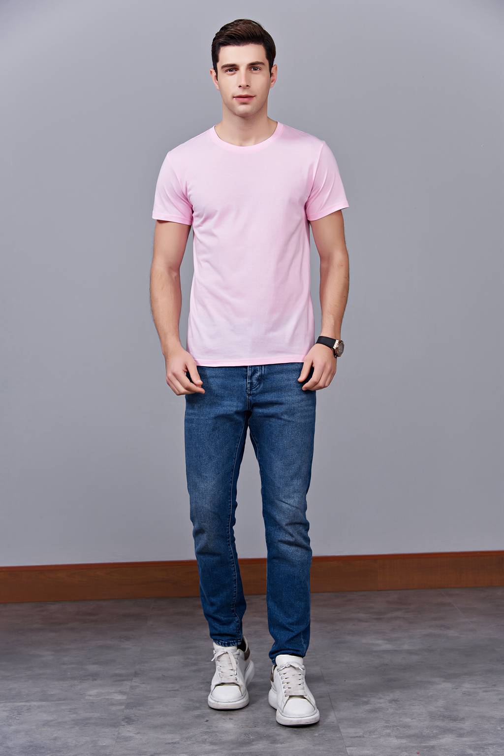 洋氣百搭親子裝 半袖顯瘦 速干圓領(lǐng)文化衫 春夏新品 粉色