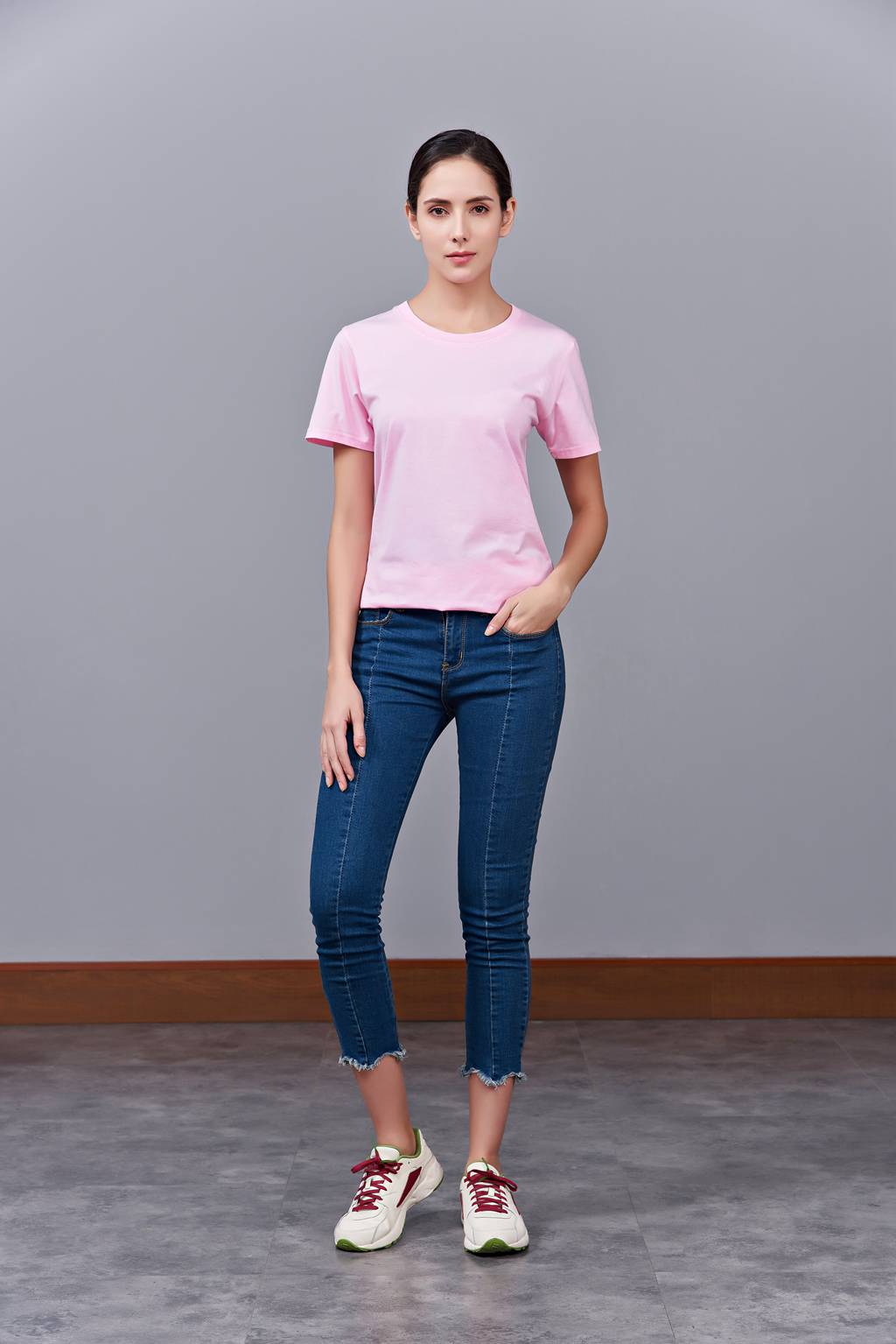 洋氣百搭親子裝 半袖顯瘦 速干圓領(lǐng)文化衫 春夏新品 粉色