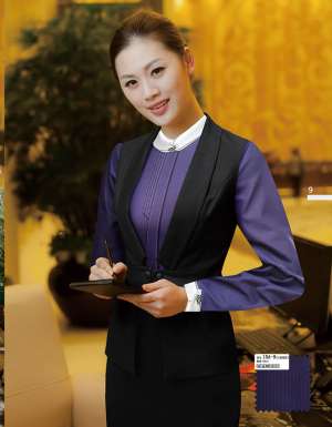 工服定制 高端酒店工服女士 藍色高端