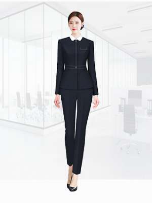 行政職業(yè)裝定制  時(shí)尚職業(yè)裝女士春秋季 黑色時(shí)尚職業(yè)裝