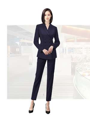 豎條紋女士職業(yè)西服春秋季時(shí)尚大氣西服套裝