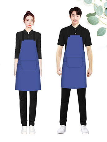 墨藍(lán)色圍裙定制印字工作服男女夏季薄款